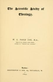Cover of: The scientific study of theology. by William Lang Paige Cox