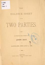 Cover of: The balance sheet of two parties. by John Hay