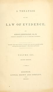 Cover of: A treatise on the law of evidence