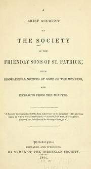 A brief account of the Society of the Friendly Sons of St. Patrick by Samuel Hood