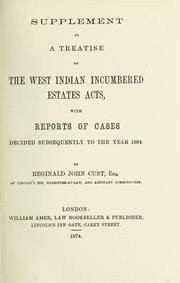 Supplement to A treatise on the West Indian incumbered estates acts