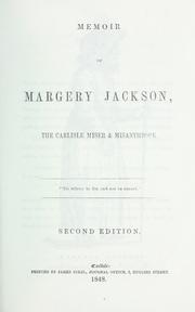 Cover of: Memoir of Margery Jackson, the Carlisle miser & misanthrope