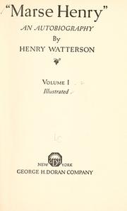Cover of: "Marse Henry" by Watterson, Henry