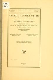 Cover of: George Herbert Utter by United States. 62d Congress, 3d session