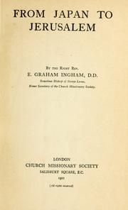 Cover of: From Japan to Jerusalem by E. G. Ingham