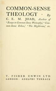 Cover of: Common-sense theology. by Joad, C. E. M.