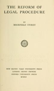 Cover of: The reform of legal procedure by Storey, Moorfield