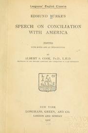 Cover of: Edmund Burke's speech on conciliation with America by Edmund Burke