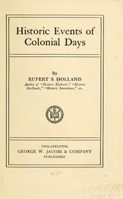 Cover of: Historic events of colonial days