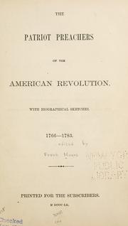 Cover of: The patriotic preachers of the American revolution.
