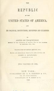 Cover of: The republic of the United States of America by Alexis de Tocqueville