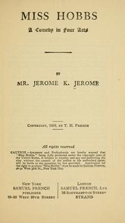 Cover of: Miss Hobbs by by Jerome K. Jerome.