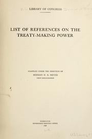 Cover of: List of references on the treaty-making power