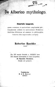 Cover of: De Alberico mythologo by scripsit Robertus Raschke.