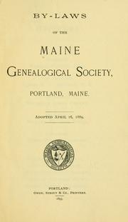 Cover of: By-laws of the Maine genealogical society, Portland, Maine.