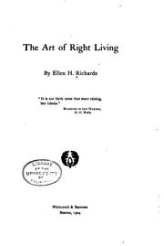 Cover of: The art of right living ... by Ellen Henrietta Richards