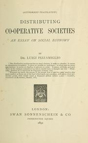 Cover of: Distributing co-operative societies: an essay on social economy
