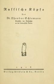 Cover of: Russische Köpfe by Theodor Schiemann