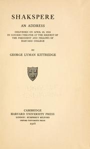 Cover of: Shakspere: an address, delivered on April 23, 1916