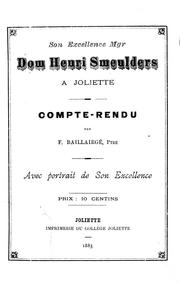 Cover of: Son Excellence Mgr. Dom Henri Smeulders à Joliette: compte-rendu