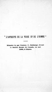 Cover of: L' Antiquité de la terre et de l'homme