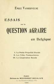 Cover of: Essais sur la question agraire en Belgique.