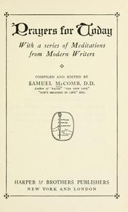 Cover of: Prayers for today by Samuel McComb