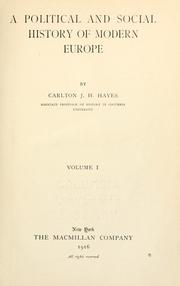 Cover of: A political and social history of modern Europe by Carlton Joseph Huntley Hayes