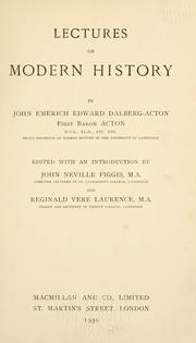 Cover of: Lectures on modern history