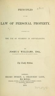 Principles of the law of personal property by Joshua Williams