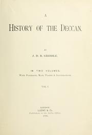A history of the Deccan by J. D. B. Gribble