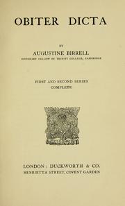 Cover of: Obiter dicta by Augustine Birrell