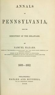 Cover of: Annals of Pennsylvania, from the discovery of the Delaware
