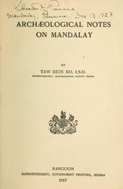 Cover of: Archaeological notes on Mandalay.