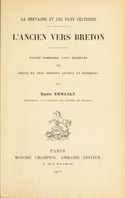 Cover of: L' ancien vers breton: exposé sommaire, avec examples et pièces en vers bretons anciens et moderne.