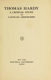 Cover of: Thomas Hardy by Lascelles Abercrombie