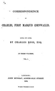 Cover of: Correspondence of Charles, first Marquis Cornwallis. | Cornwallis, Charles Cornwallis Marquis