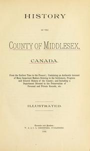 History of the county of Middlesex, Canada