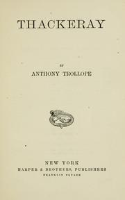 Cover of: Thackeray by Anthony Trollope