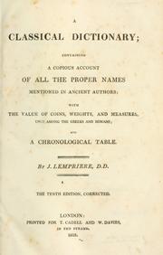 Cover of: A classical dictionary by John Lemprière