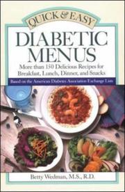 Cover of: Quick & easy diabetic menus by Wedman-St. Louis, Betty.