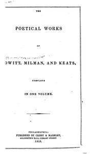 Cover of: poetical works of Howitt, Milman, and Keats: complete in one volume.