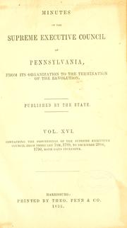Cover of: Minutes of the Supreme executive council of Pennsylvania