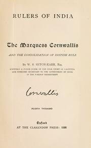 Cover of: The Marquess Cornwallis and the consolidation of British rule.