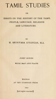 Cover of: Tamil studies by M. Srinivasa Aiyangar