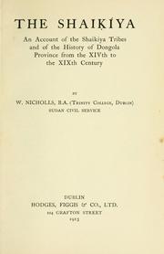 Cover of: The Shaikiya. by W. Nicholls