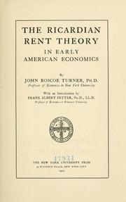 Cover of: The Ricardian rent theory in early American economics