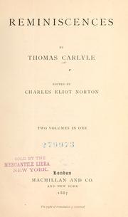 Cover of: Reminiscences. by Thomas Carlyle