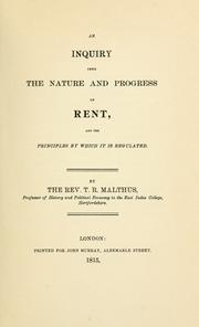 Cover of: Thomas Robert Malthus on the nature and progress of rent: 1815.