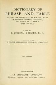 Cover of: Dictionary of phrase and fable by Ebenezer Cobham Brewer